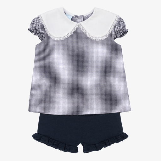 Artesanía Granlei-Girls Navy Blue Gingham Outfit | Childrensalon Outlet