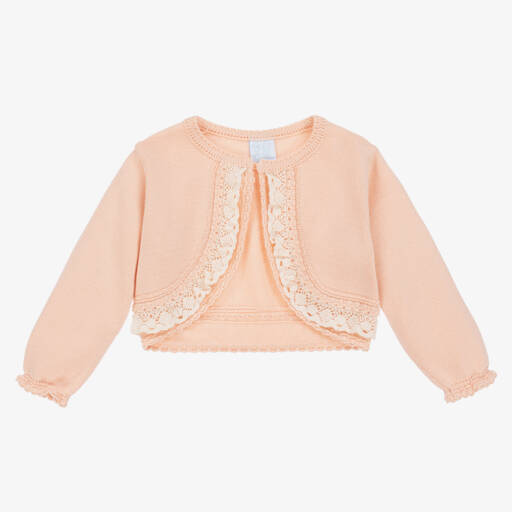 Artesanía Granlei-Girls Peach Lace-Trim Knit Bolero | Childrensalon Outlet