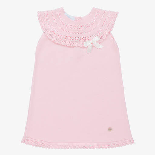 Artesanía Granlei-Girls Pink Cotton Knit Dress | Childrensalon Outlet