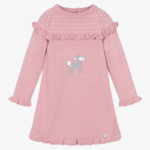 Artesanía Granlei-Розовое трикотажное платье с оленем | Childrensalon Outlet