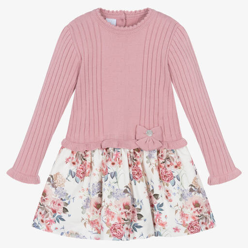 Artesanía Granlei-Розовое трикотажное платье с цветами | Childrensalon Outlet