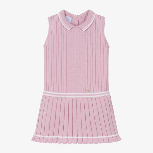Artesanía Granlei-Розовое трикотажное платье в рубчик для девочек | Childrensalon Outlet