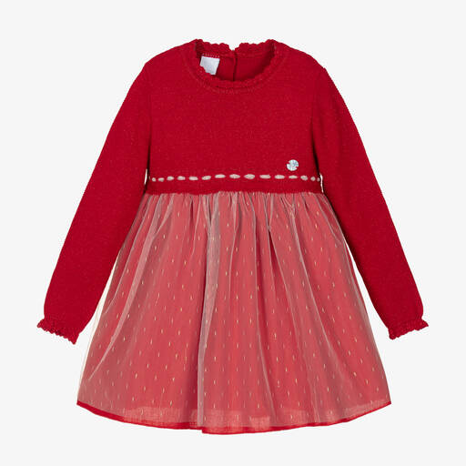 Artesanía Granlei-Rotes Strick- & Tüllkleid | Childrensalon Outlet