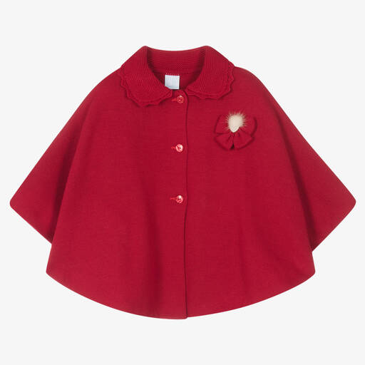 Artesanía Granlei-Girls Red Knitted Cape | Childrensalon Outlet