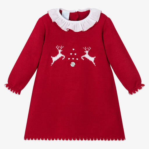 Artesanía Granlei-فستان أطفال بناتي أكريليك محبوك لون أحمر  | Childrensalon Outlet