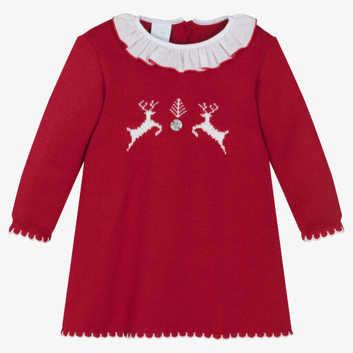 Artesanía Granlei-Girls Red Knitted Reindeers Dress | Childrensalon Outlet