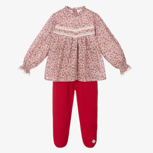 Artesanía Granlei-Girls Red Trouser Set | Childrensalon Outlet