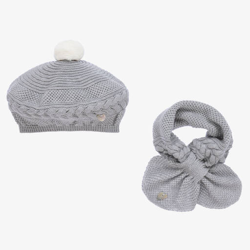 Artesanía Granlei-Серебристая вязаная шапка и шарф с блестками | Childrensalon Outlet