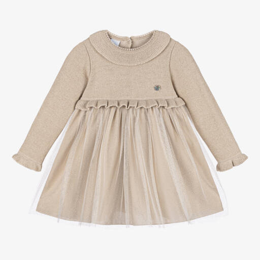 Artesanía Granlei-فستان تول لون بيج براق | Childrensalon Outlet