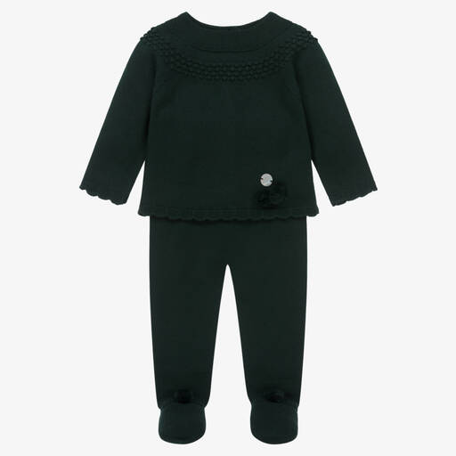 Artesanía Granlei-Green Knitted 2 Piece Babygrow | Childrensalon Outlet