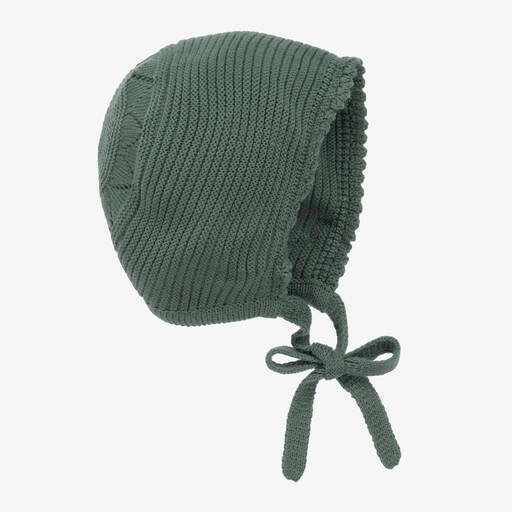 Artesanía Granlei-Green Knitted Baby Bonnet | Childrensalon Outlet