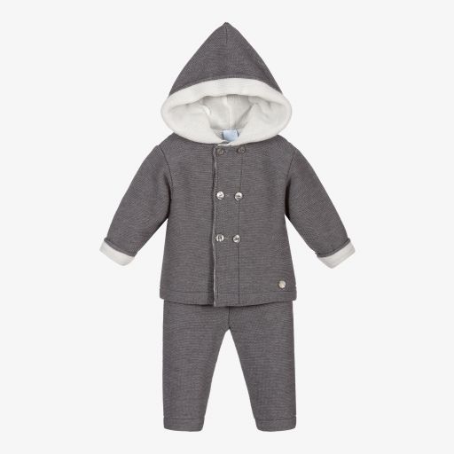 Artesanía Granlei-Grey Knit Pramsuit (2 Piece) | Childrensalon Outlet