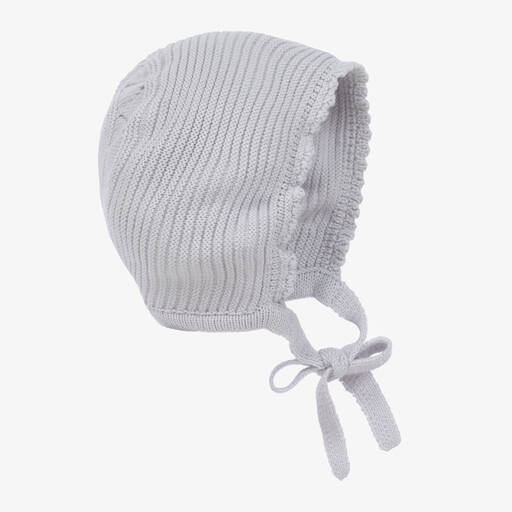 Artesanía Granlei-Grey Knitted Baby Bonnet | Childrensalon Outlet