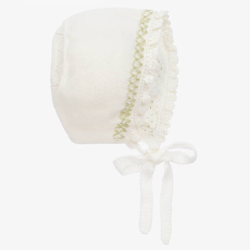 Artesanía Granlei-Ivory Knitted Baby Bonnet | Childrensalon Outlet