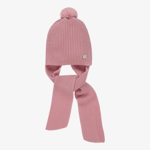 Artesanía Granlei-Pink Hat & Attached Scarf | Childrensalon Outlet