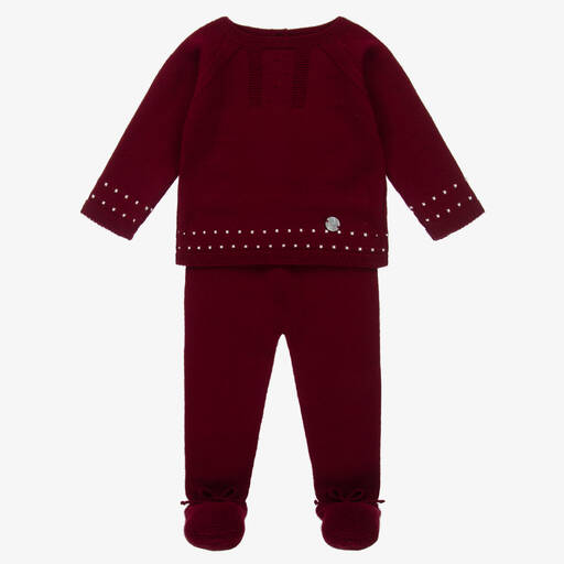 Artesanía Granlei-Red Knitted 2 Piece Babygrow | Childrensalon Outlet