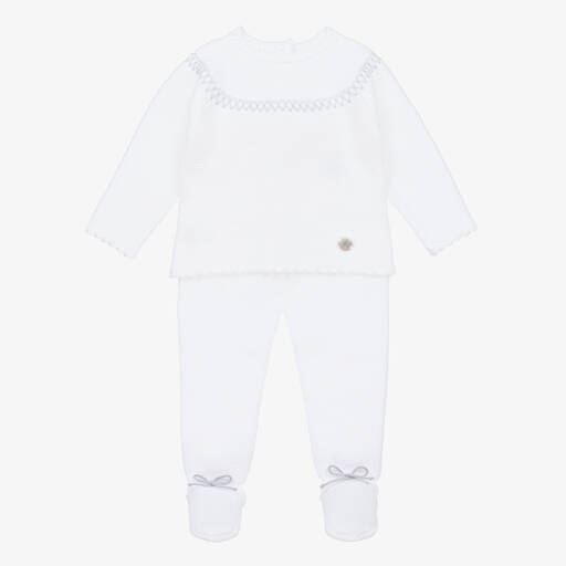 Artesanía Granlei-White Knitted 2 Piece Babygrow | Childrensalon Outlet