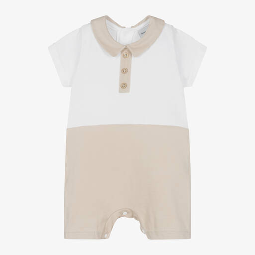 Babidu-Baby Boys Beige Cotton Shortie | Childrensalon Outlet