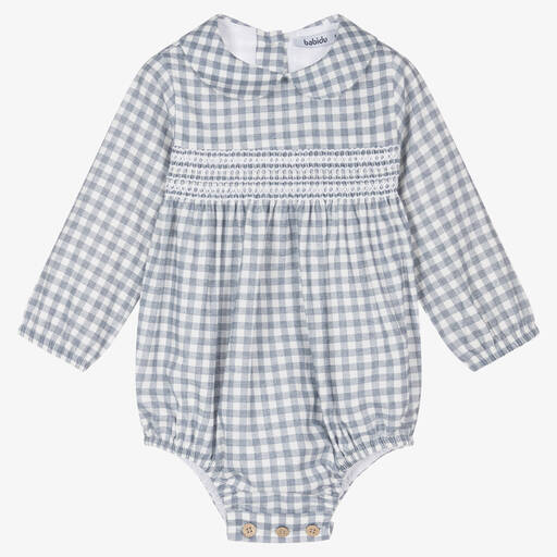Babidu-Baby Boys Blue Check Cotton Shortie | Childrensalon Outlet