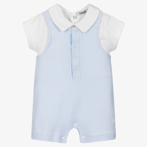 Babidu-Baby Boys Blue Dungaree Set | Childrensalon Outlet