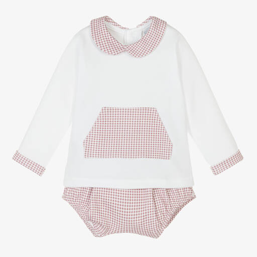 Babidu-Белый топ и красные шорты из хлопка | Childrensalon Outlet
