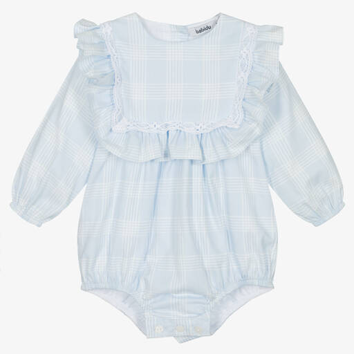 Babidu-بودي سوت أطفال بناتي قطن لون أبيض وأزرق | Childrensalon Outlet