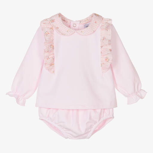 Babidu-Baby Girls Pink Cotton Shorts Set | Childrensalon Outlet