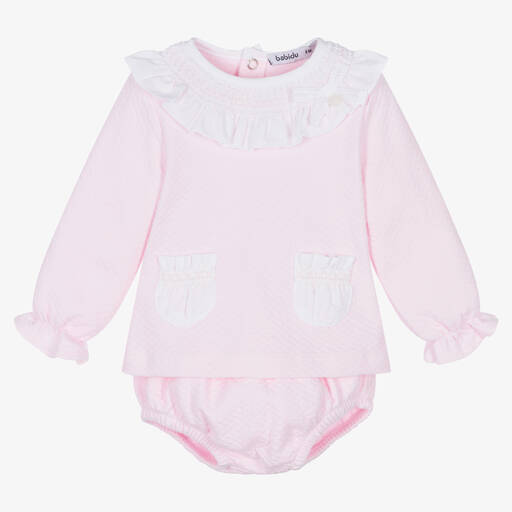 Babidu-Rosa Baby-Baumwoll-Top & Shorts Set | Childrensalon Outlet