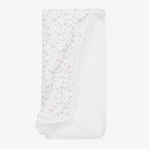 Babidu-Baby Girls White Floral Blanket (82cm) | Childrensalon Outlet