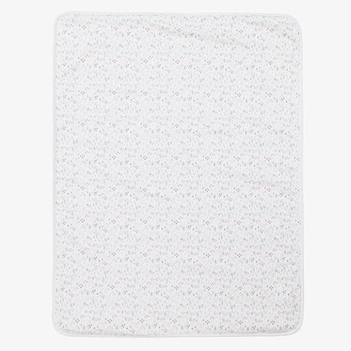 Babidu-Baby Girls White Floral Blanket (82cm) | Childrensalon Outlet