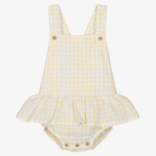 Babidu-Baby Girls Yellow Check Dress | Childrensalon Outlet