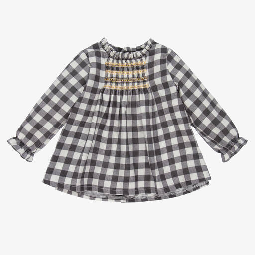 Babidu-Baby Grey Gingham Dress Set | Childrensalon Outlet