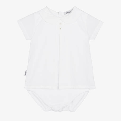 Babidu-Body effet chemise blanc Bébé | Childrensalon Outlet