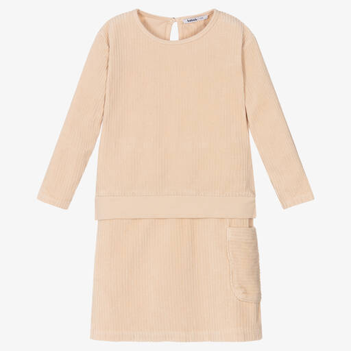 Babidu-Beige Cotton Corduroy Skirt Set | Childrensalon Outlet