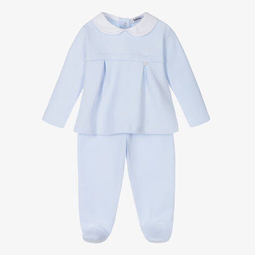 Babidu-Blue Cotton 2 Piece Babygrow | Childrensalon Outlet