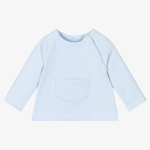 Babidu-Blue Cotton Jersey Baby Top | Childrensalon Outlet