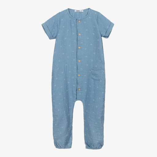 Babidu-Blue Cotton Jumpsuit | Childrensalon Outlet