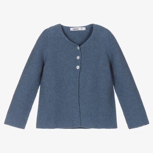 Babidu-Blue Cotton Knit Cardigan | Childrensalon Outlet