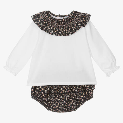 Babidu-Blue Floral Cotton Shorts Set | Childrensalon Outlet