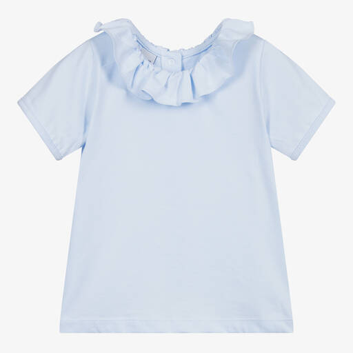 Babidu-Blue Ruffle Collar T-Shirt | Childrensalon Outlet
