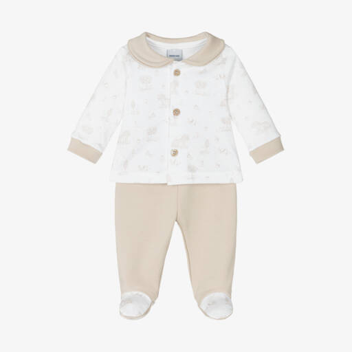 Babidu-أفرول بيبي غرو بقطعتين قطن لون بيج | Childrensalon Outlet