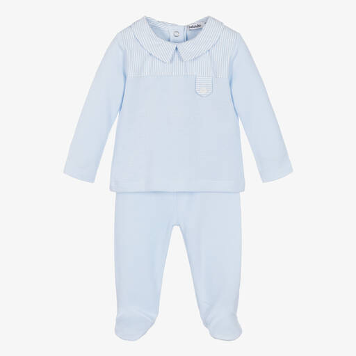 Babidu-Blauer Baumwollstrampler (2-teilig) | Childrensalon Outlet