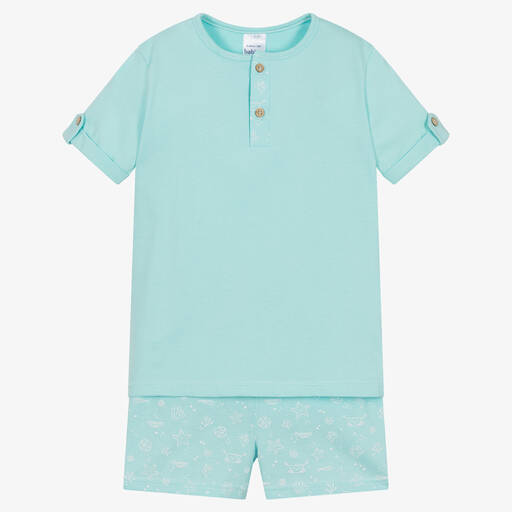 Babidu-Boys Blue Cotton Short Pyjamas | Childrensalon Outlet