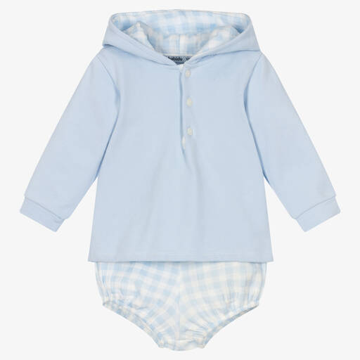 Babidu-Boys Blue Cotton Shorts Set | Childrensalon Outlet