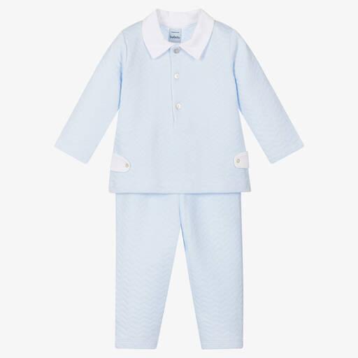 Babidu-Boys Blue Cotton Trouser Set | Childrensalon Outlet