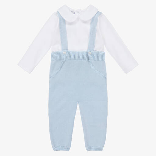 Babidu-Boys Blue Knit Dungaree Set | Childrensalon Outlet