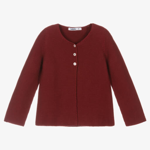 Babidu-Boys Burgundy Cotton Cardigan | Childrensalon Outlet