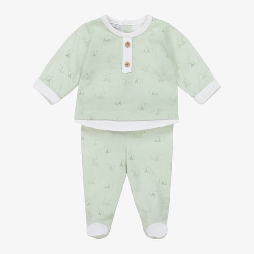 Babidu-أفرول بيبي غرو قطن لون أخضر للمواليد - قطعتين | Childrensalon Outlet