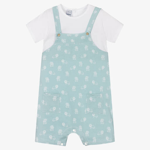 Babidu-Ensemble salopette verte en coton | Childrensalon Outlet