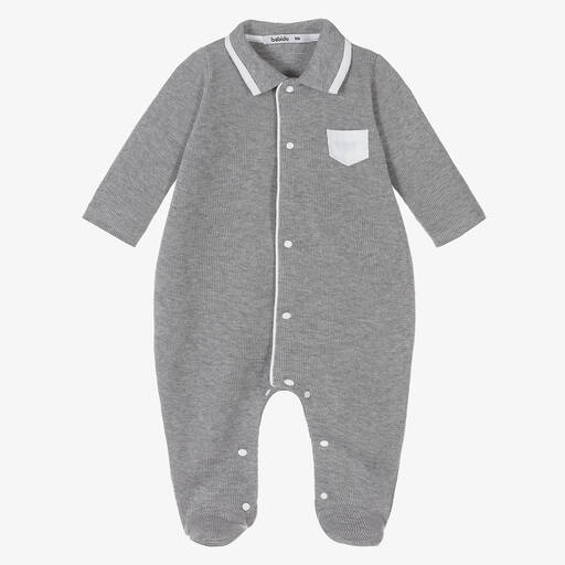 Babidu-Boys Grey Cotton Babygrow | Childrensalon Outlet